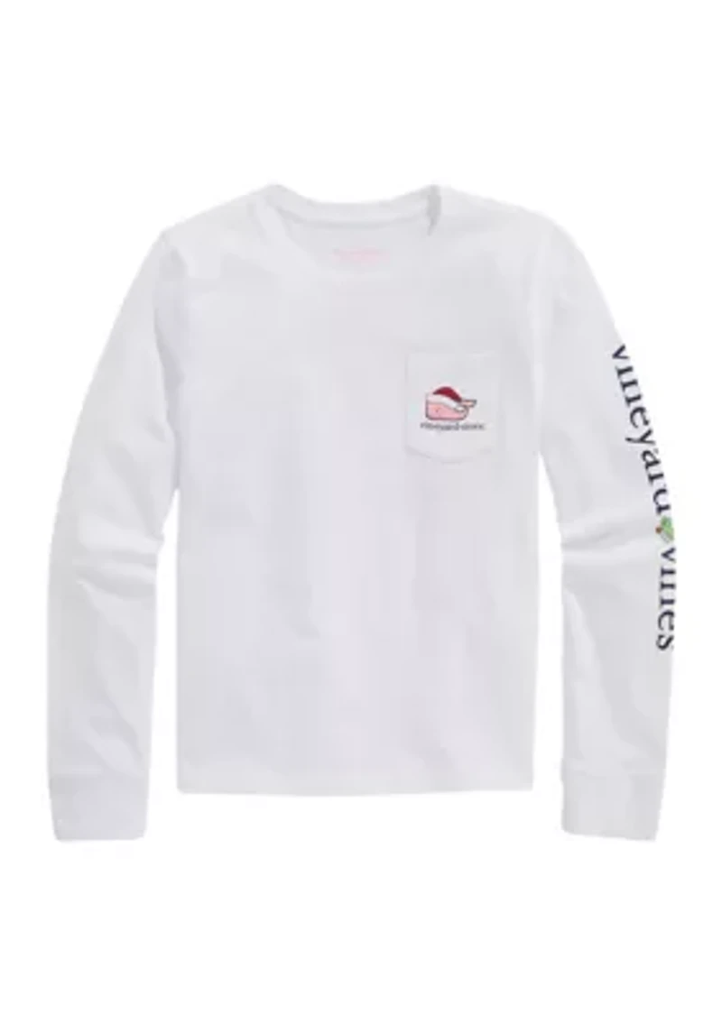 Girls 7-16 Glitter Santa Whale Sweatshirt