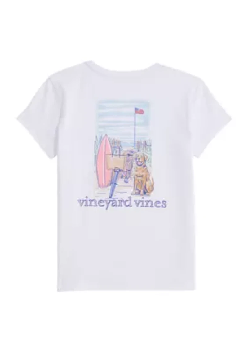Girls 7-16 Beach Bike Dog Short Sleeve Graphic T-Shirt