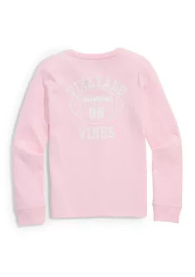 Girls 7-16 Long Sleeve Chest Pocket Football Graphic T-Shirt