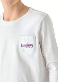 Girls 7-16 Holiday Pups Long Sleeve Pocket T-Shirt