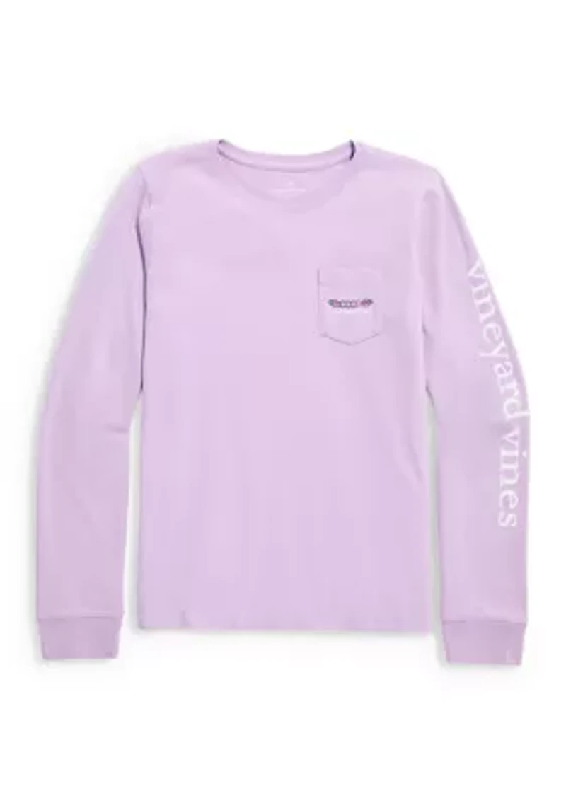 Girls' 7-16 Pop Star Whale Long-Sleeve Pocket Shirt