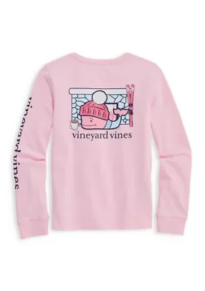 Girls 7-16 Apres Ski Cocoa Whale Long-Sleeve Pocket T-Shirt