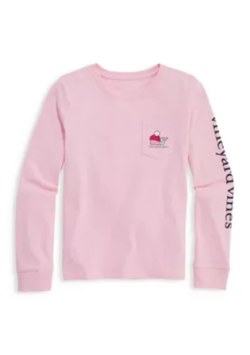 Girls 7-16 Apres Ski Cocoa Whale Long-Sleeve Pocket T-Shirt