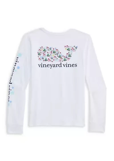 Girls 7-16 Santa Whale Long-Sleeve Pocket T-Shirt