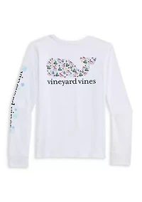 Girls 7-16 Santa Whale Long-Sleeve Pocket T-Shirt