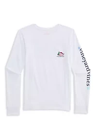 Girls 7-16 Santa Whale Long-Sleeve Pocket T-Shirt