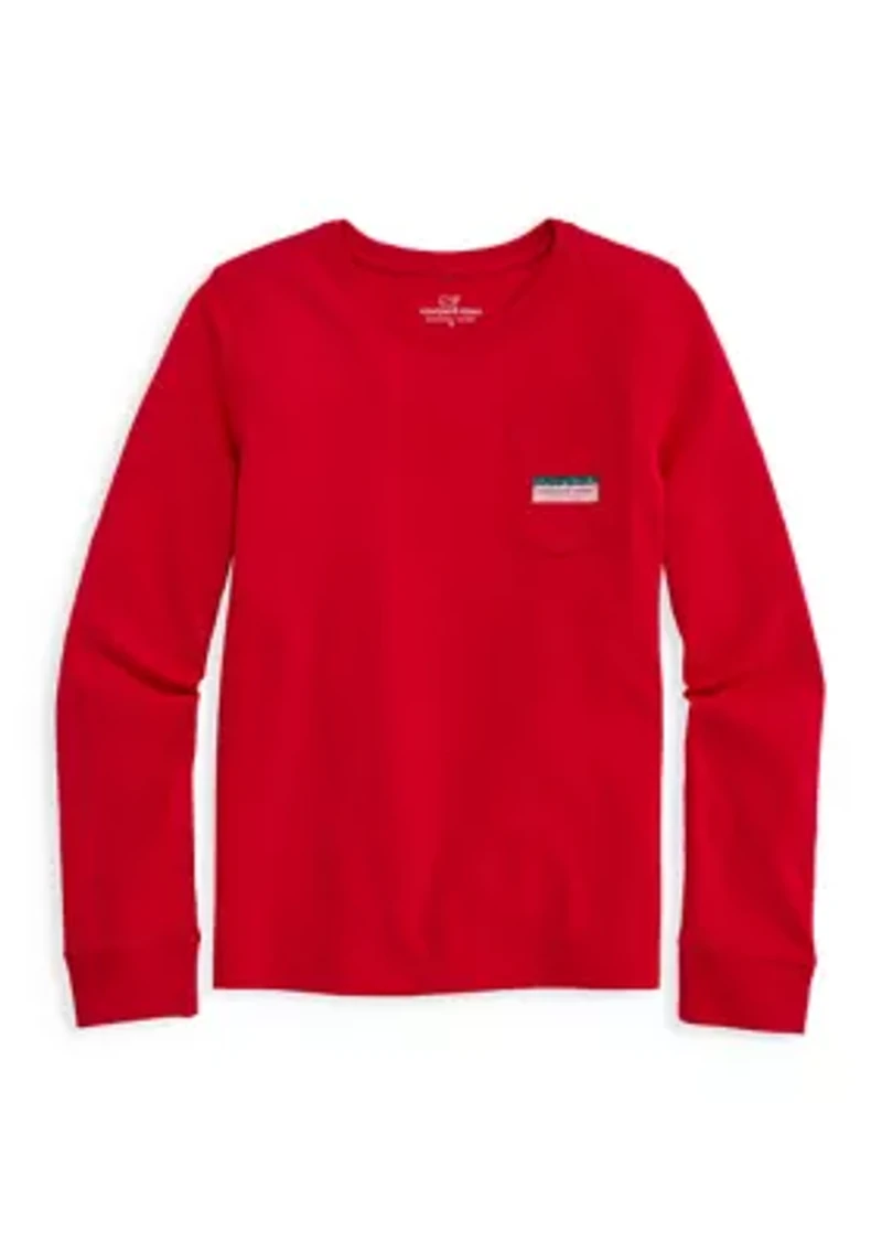 Girls 7-16 Holiday Stockings Long-Sleeve Pocket T-Shirt