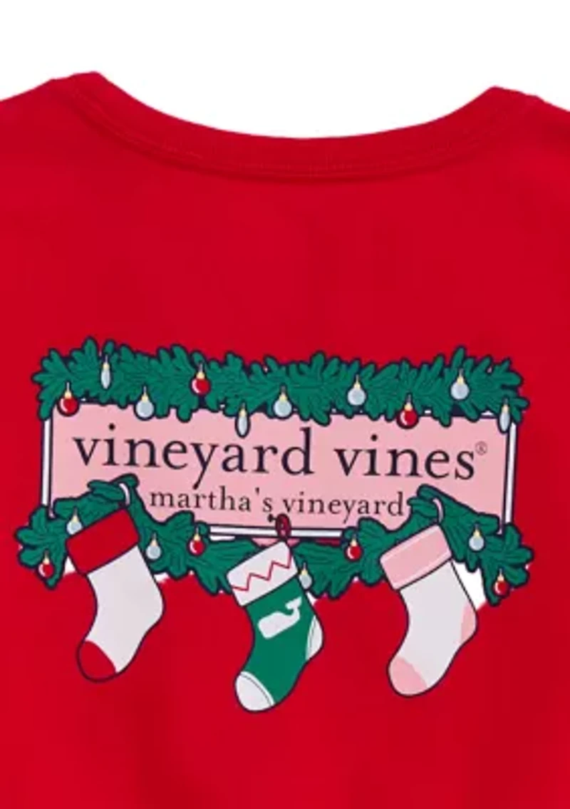 Girls 7-16 Holiday Stockings Long-Sleeve Pocket T-Shirt