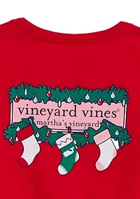 Girls 7-16 Holiday Stockings Long-Sleeve Pocket T-Shirt