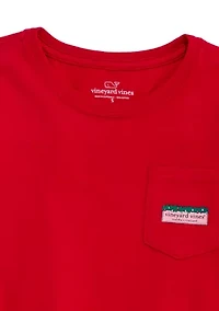 Girls 7-16 Holiday Stockings Long-Sleeve Pocket T-Shirt