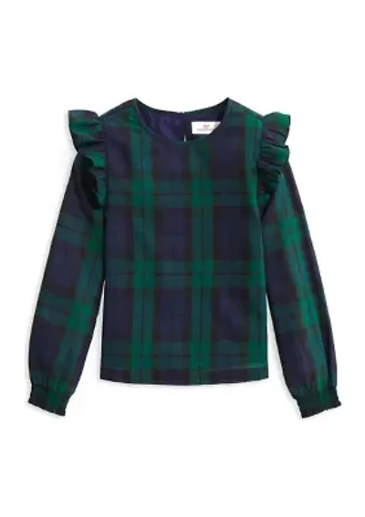 Girls 7-16 Apres Tartan Ruffle Top