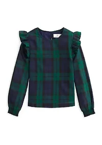 Girls 7-16 Apres Tartan Ruffle Top