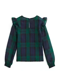 Girls 7-16 Apres Tartan Ruffle Top
