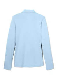 Girls Long Sleeve Stretch Piqué Polo Shirt