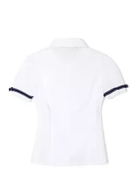 Girls 7-20 Short Sleeve Ribbon Bow Blouse