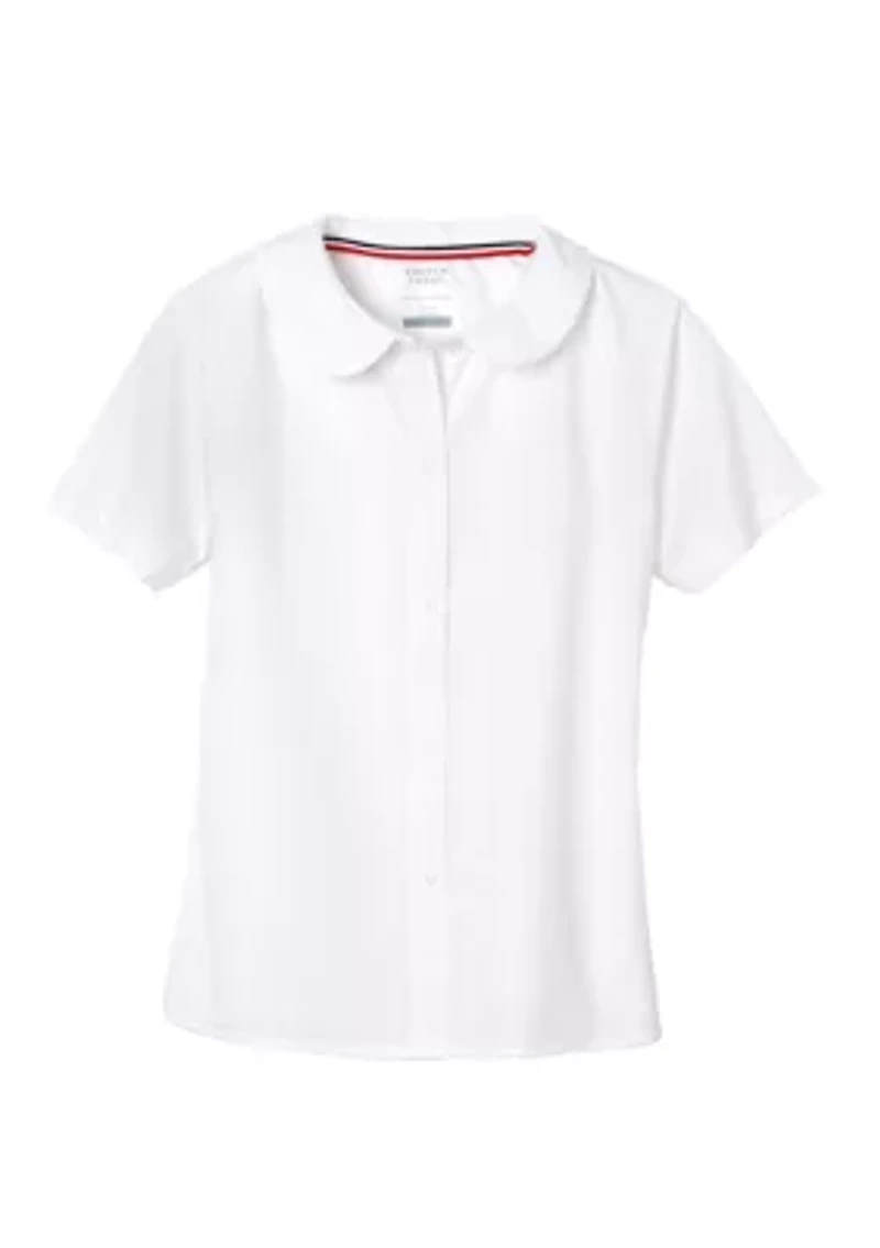 Girls Short Sleeve Modern Peter Pan Collar Blouse