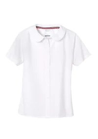 Girls Short Sleeve Modern Peter Pan Collar Blouse