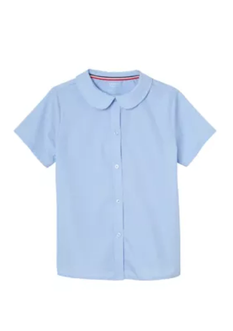 Girls Short Sleeve Modern Peter Pan Collar Blouse