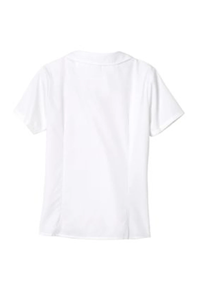 Girls Short Sleeve Modern Peter Pan Collar Blouse