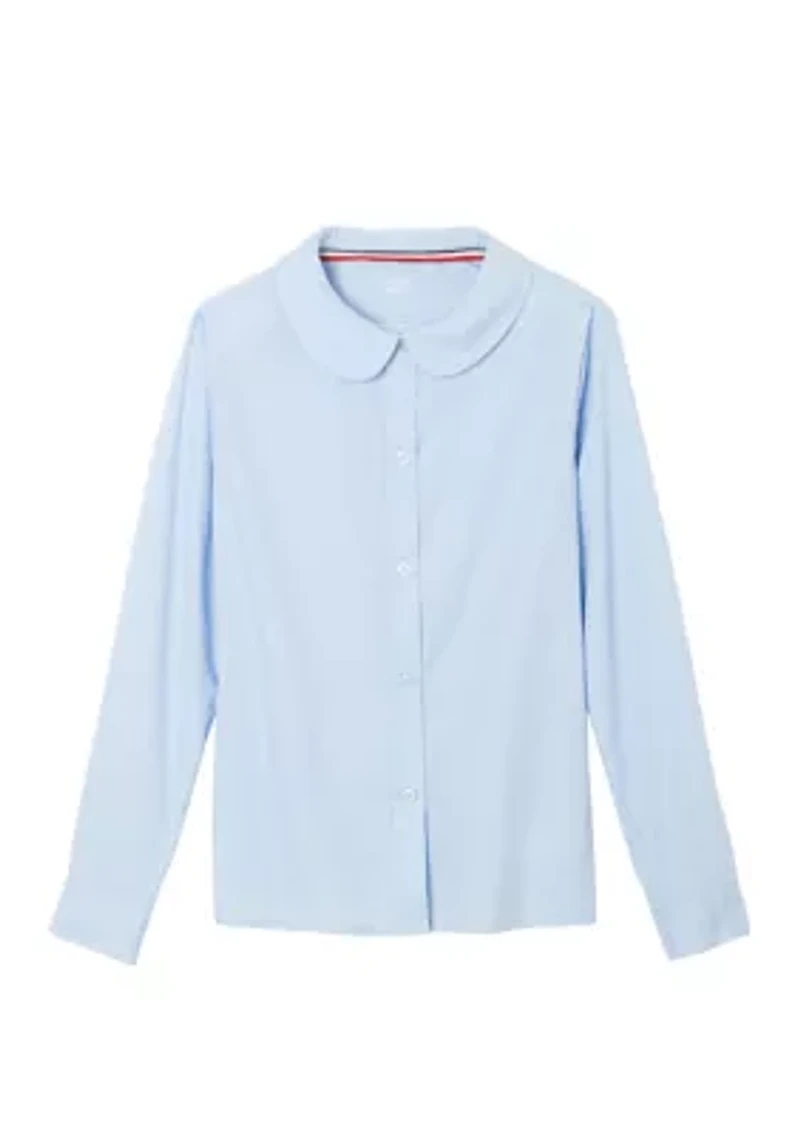 Girls Long Sleeve Modern Peter Pan Collar Blouse