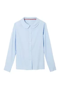 Girls Long Sleeve Modern Peter Pan Collar Blouse