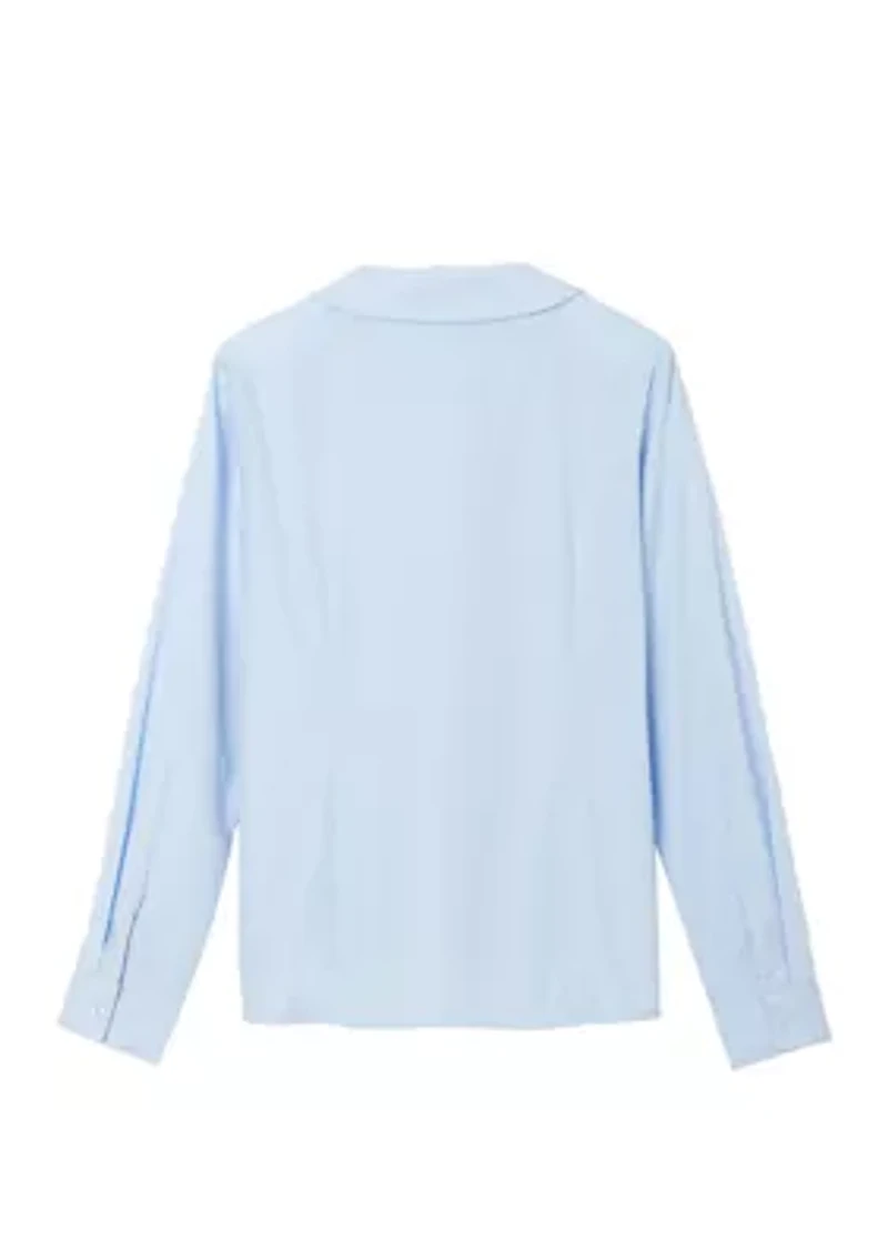Girls Long Sleeve Modern Peter Pan Collar Blouse