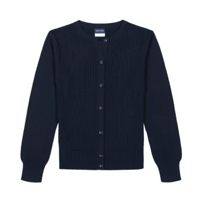 Girls 7-16 Pointelle Button Front Cardigan