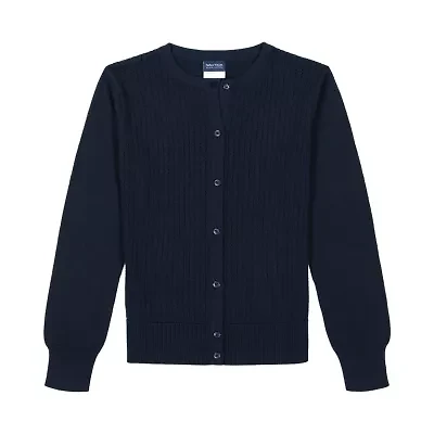Girls 7-16 Pointelle Button Front Cardigan