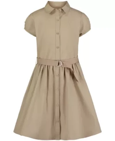 Girls 7-16 Short Sleeve Belted Shirtdress