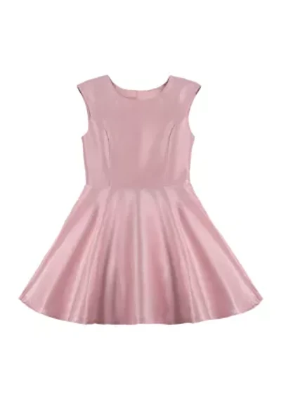 Girls 4-6x Pink and Silver Woven Dress