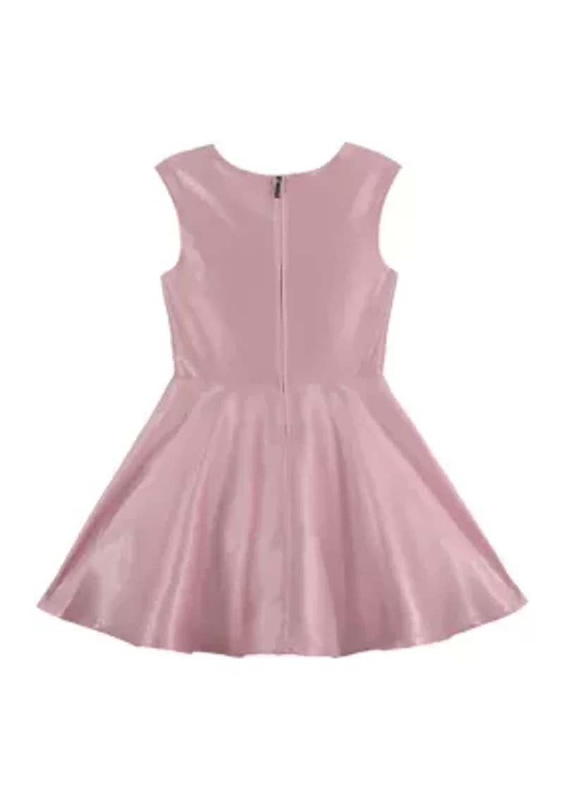 Girls 4-6x Pink and Silver Woven Dress