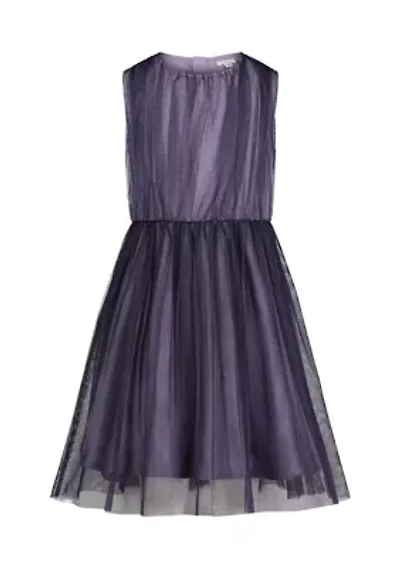 Girls 7-16 Printed Tulle Modern Sleeveless Tutu Dress