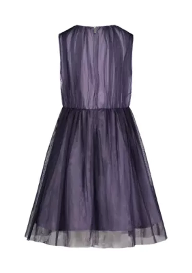 Girls 7-16 Printed Tulle Modern Sleeveless Tutu Dress