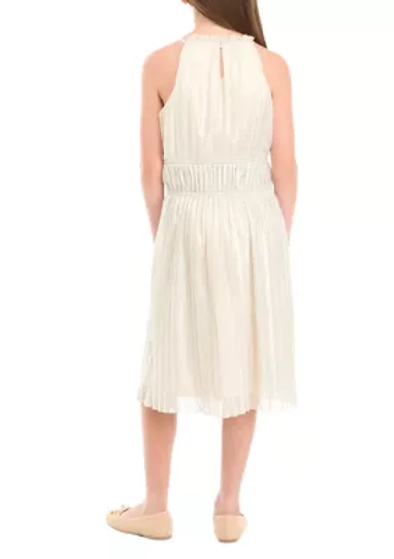 Girls 7-16 Shirred Shimmer Midi Dress