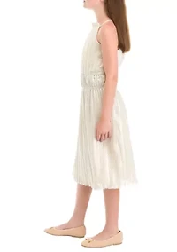 Girls 7-16 Shirred Shimmer Midi Dress