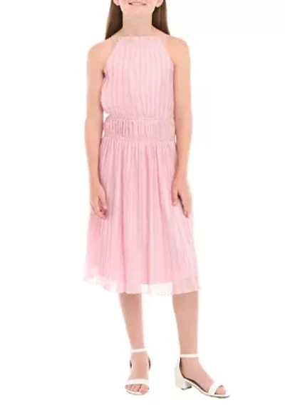 Girls 7-16 Shirred Shimmer Midi Dress