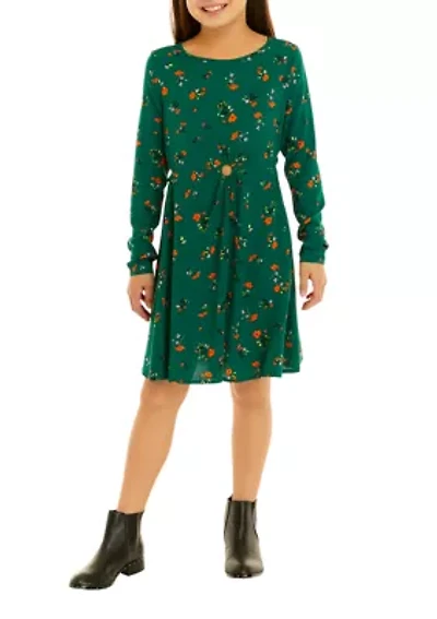 Girls 7-16 Long Sleeve O-Ring Cut Out Dress