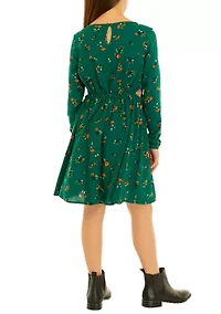 Girls 7-16 Long Sleeve O-Ring Cut Out Dress