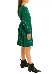 Girls 7-16 Long Sleeve O-Ring Cut Out Dress