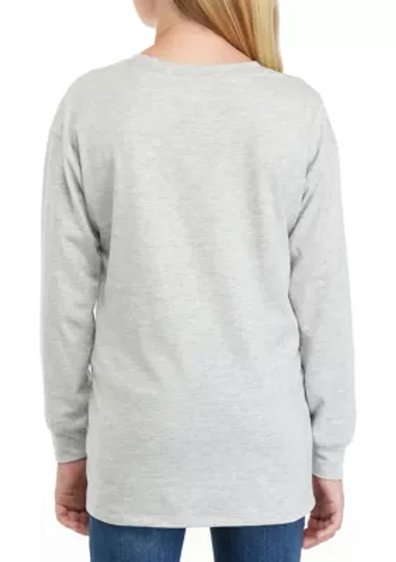 Girls 7-16 Long Sleeve Oversized Boyfriend Top