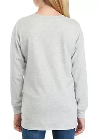 Girls 7-16 Long Sleeve Oversized Boyfriend Top