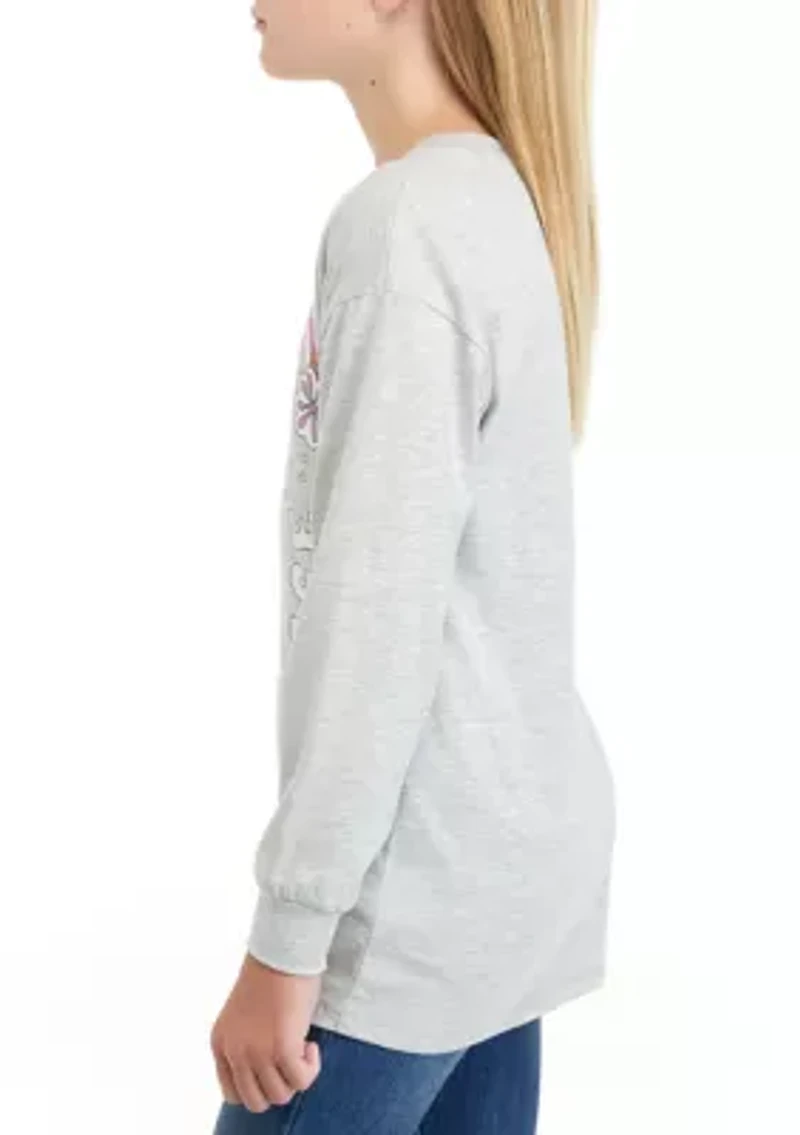 Girls 7-16 Long Sleeve Oversized Boyfriend Top