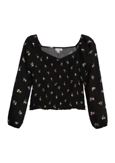 Girls 7-16 Blouson Sleeve Floral Top