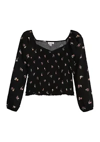 Girls 7-16 Blouson Sleeve Floral Top
