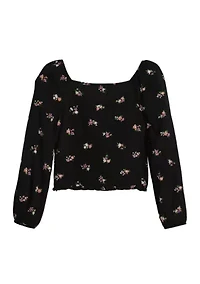 Girls 7-16 Blouson Sleeve Floral Top