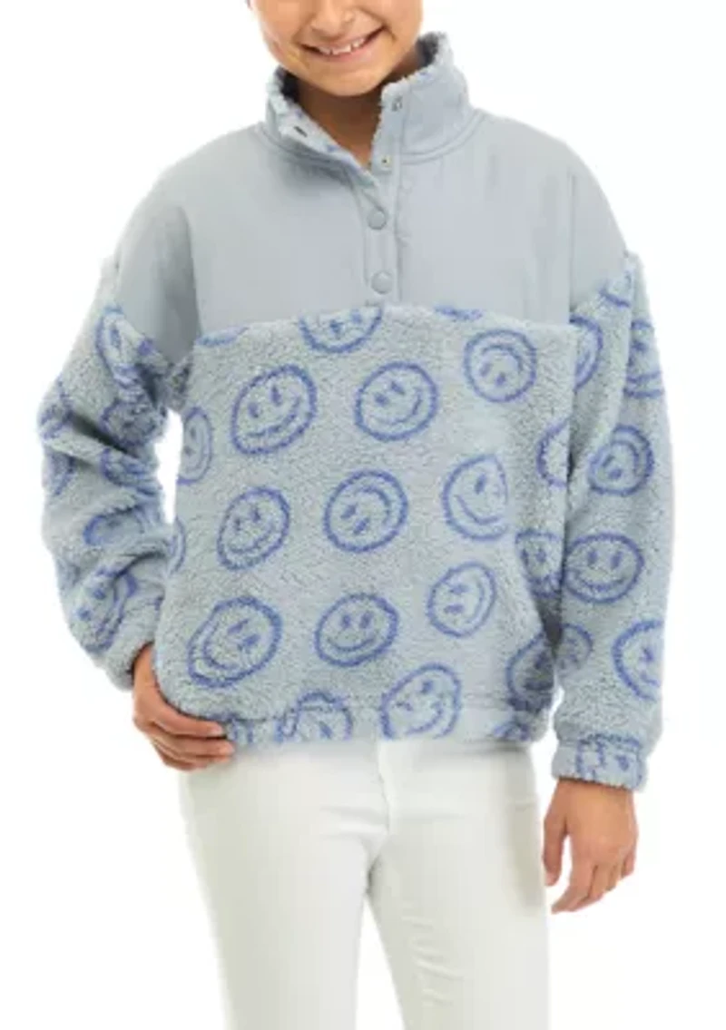 Girls 7-16 Printed Sherpa Pullover