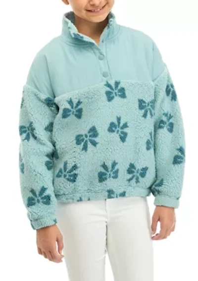 Girls 7-16 Printed Sherpa Pullover