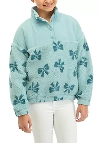 Girls 7-16 Printed Sherpa Pullover