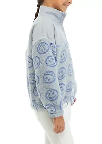 Girls 7-16 Printed Sherpa Pullover