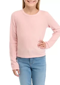 Girls 7-16 Thermal Knit Crew Neck T-Shirt